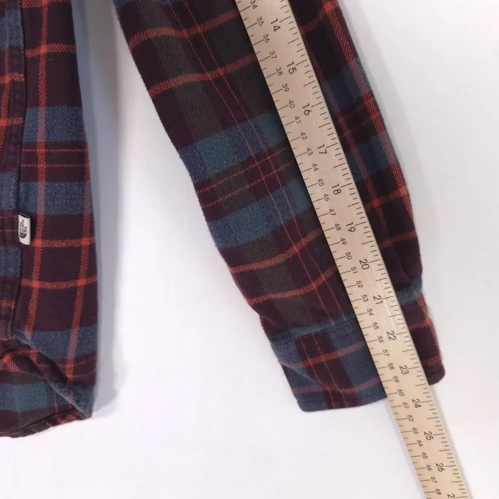 THE NORTH FACE Mens Shirt Plaid MEDIUM Flannel Lined Brown 100% Cotton